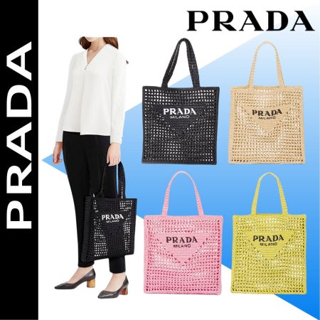 PRADA【プラダ】サマー素材/三角ロゴ かごバッグ A4収納可-選べる5色